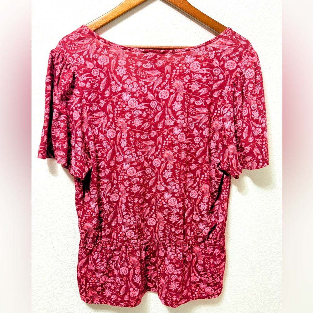 Lucky Brand Boho Floral Peplum Top XL Soft Cotton Modal NWT Romantic Blouse - Picture 3 of 10